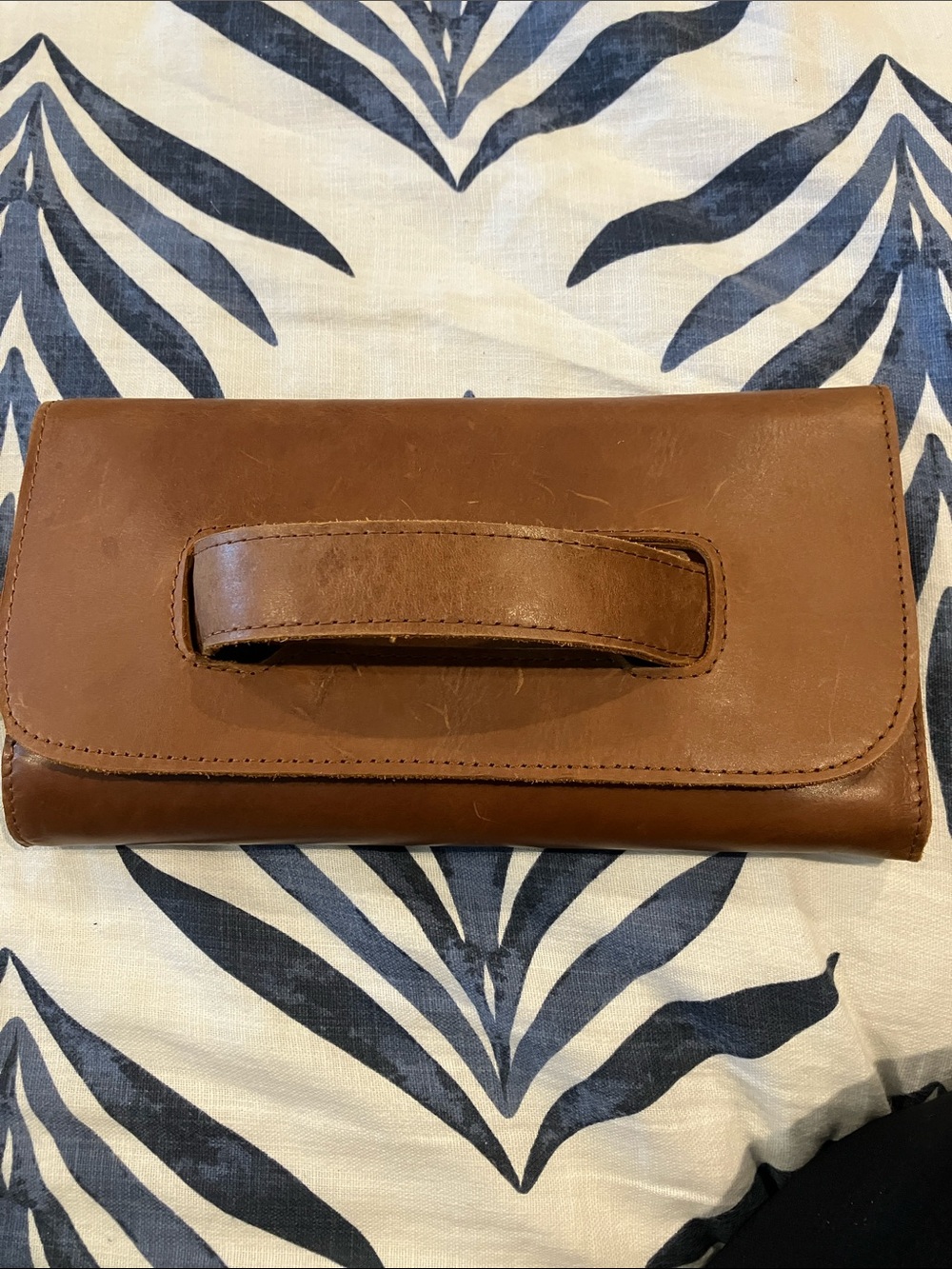 Able Mare Brown Leather Handheld Clutch